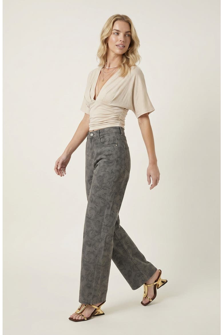 Textured Wide Leg Pants, Alternate, color, Charcoal