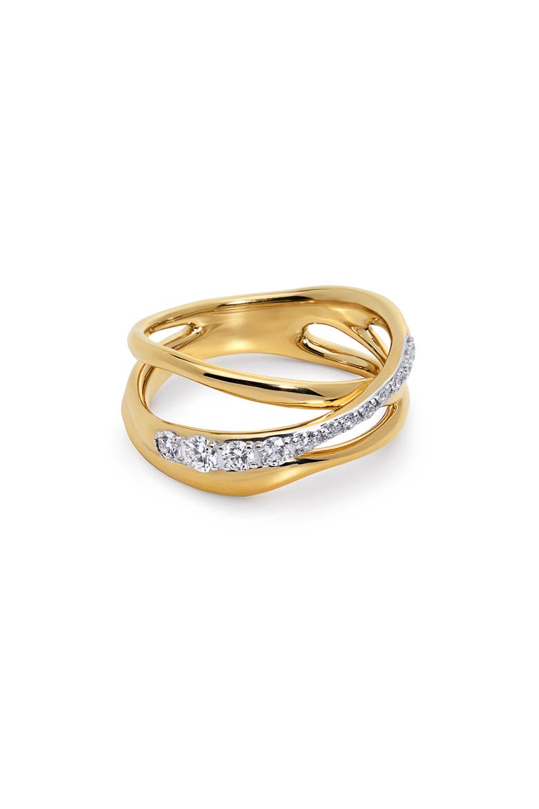 Nura Lab Grown Diamond Crossover Ring, Main, color, 18K GOLD VERMEIL / LAB DIAMOND