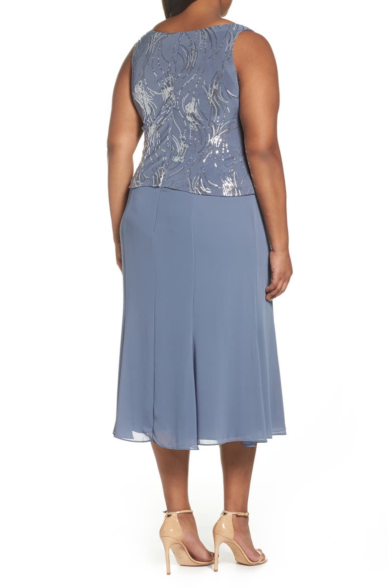 Mock Two-Piece Jacket Dress, Alternate, color, STEEL BLUE