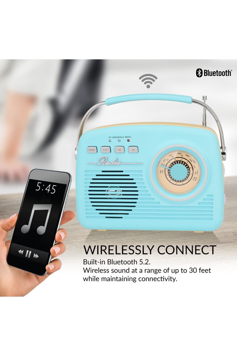 Portable Rechargeable Bluetooth Retro Speaker, Alternate, color, Blue