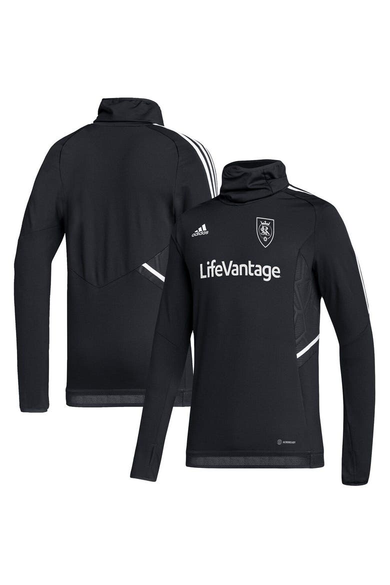 Men's adidas Black Real Salt Lake COLD.RDY Raglan Warmup Pullover Jacket, Main, color, Black