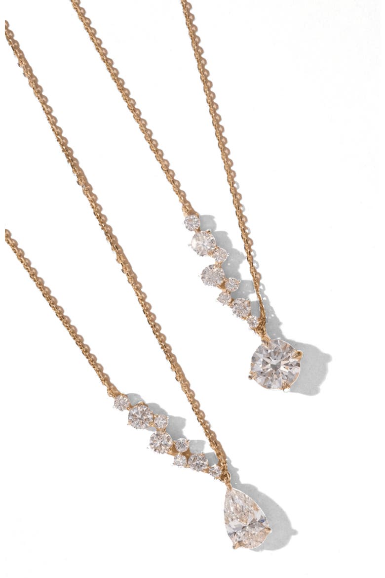 Starlight Asymmetrical Pear Lab Diamond Necklace in 14K, Alternate, color, Yellow Gold