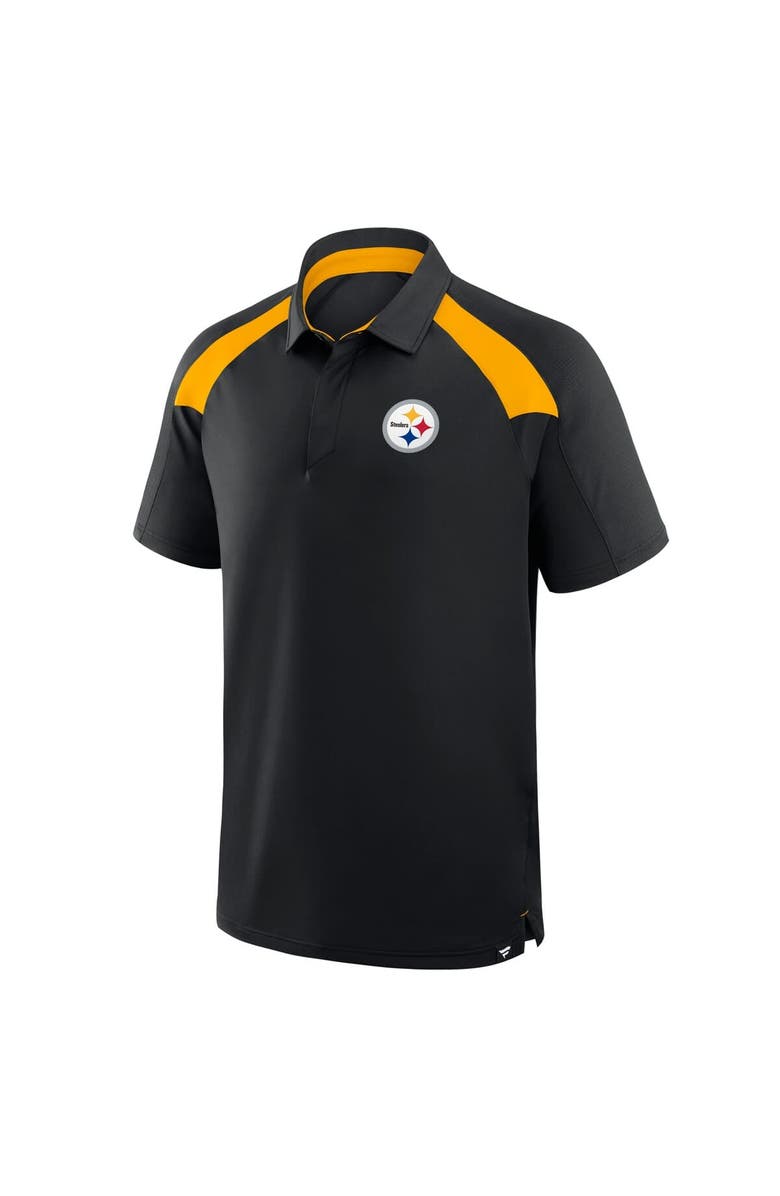FANATICS Men's Fanatics Black Pittsburgh Steelers Back Around Raglan Polo, Alternate, color, Black