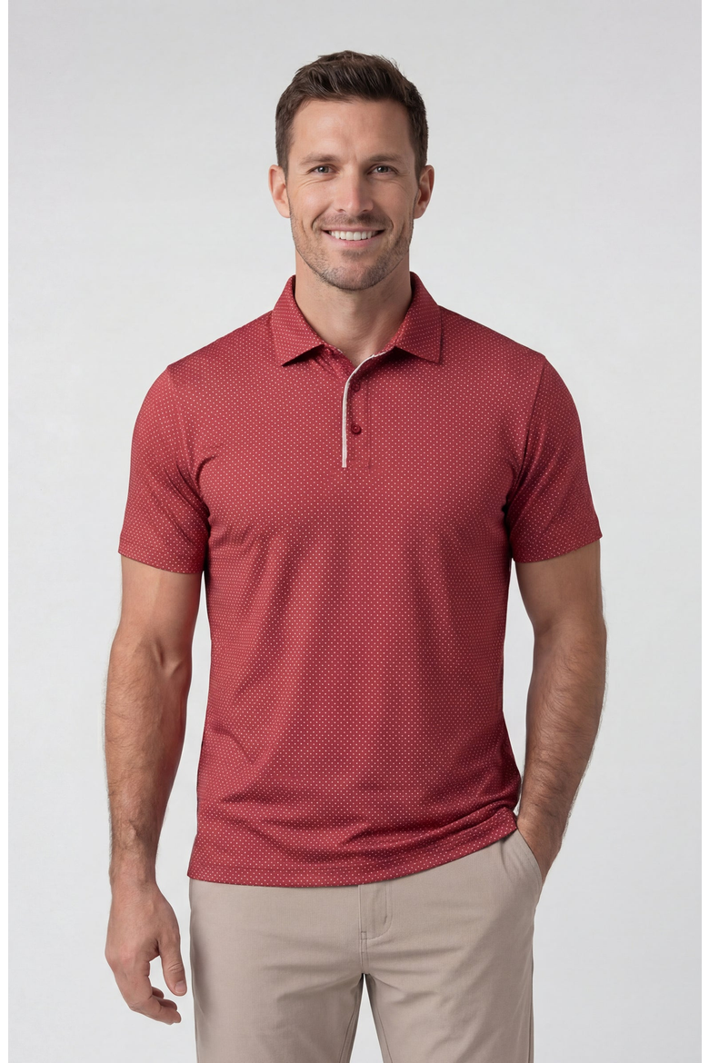 Clubhouse Performance Polo, Main, color, Red Brickline