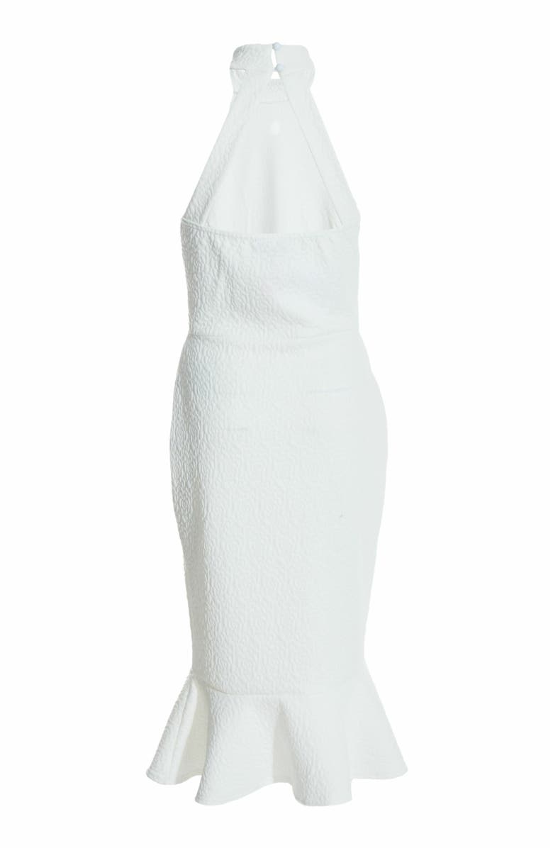 QUIZ Floral High Neck Frill Midi Dress, Alternate, color, 