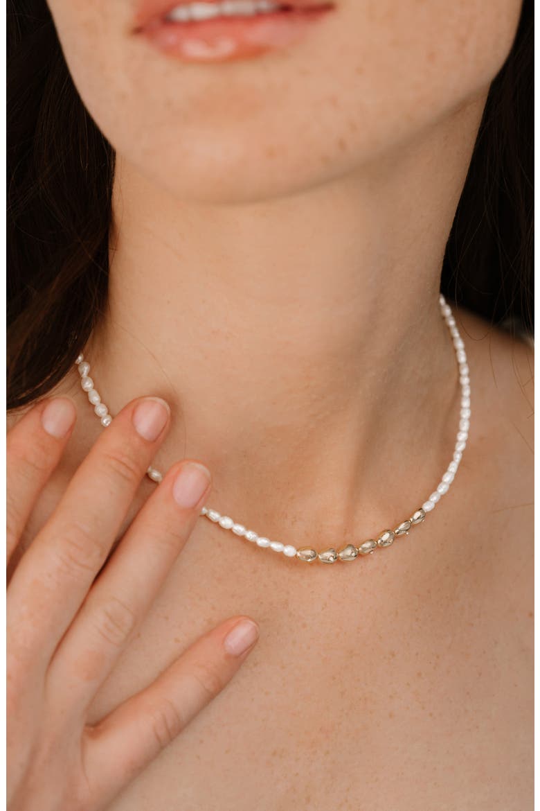 Freshwater Pearl & Cubic Zirconia Necklace, Alternate, color, GOLD
