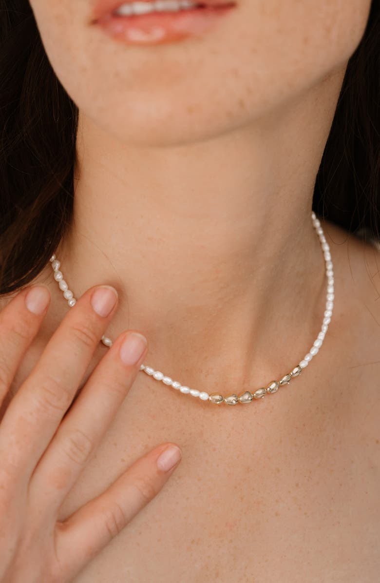 Ettika Freshwater Pearl & Cubic Zirconia Necklace, Alternate, color, Gold