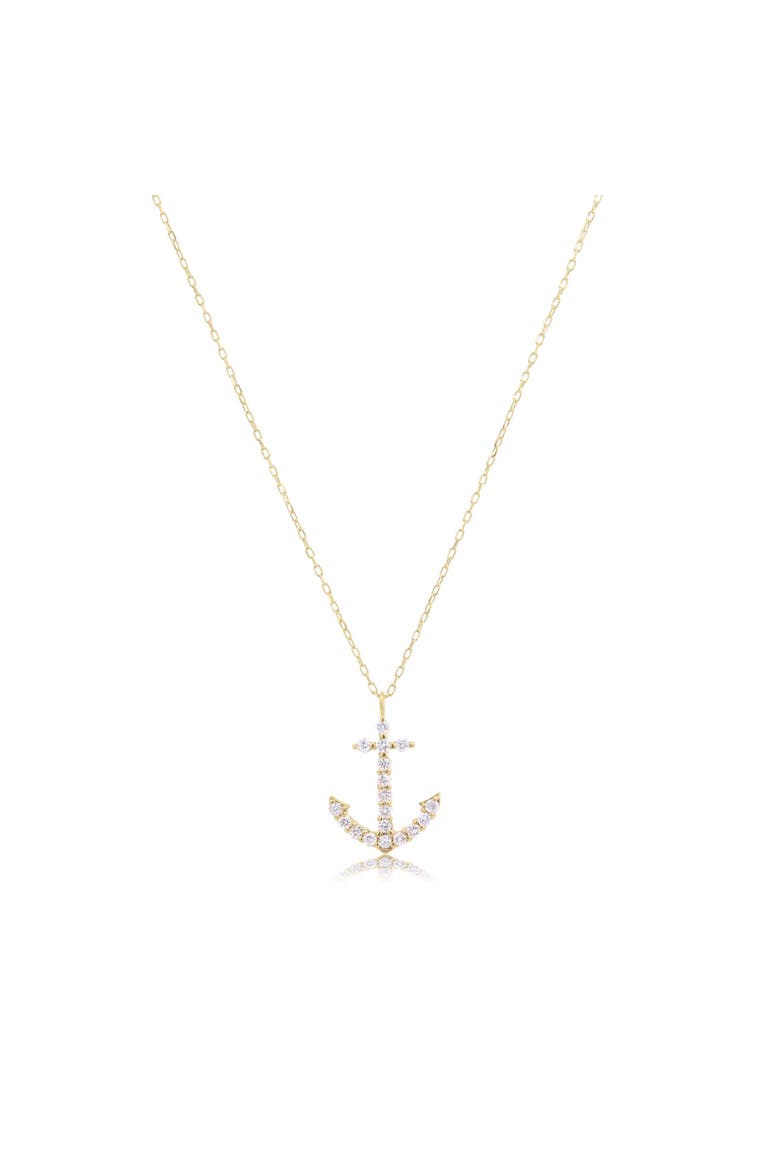 Diamond Anchor Necklace, Main, color, Yellow Gold