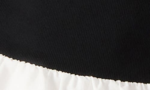 Steve Madden Linnea Mixed Media Bubble Hem Cotton Minidress In Black
