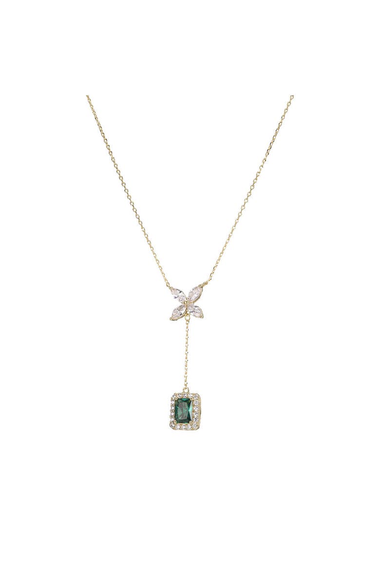 Colored Marquise X Baguette Drop Lariat, Main, color, Emerald Green