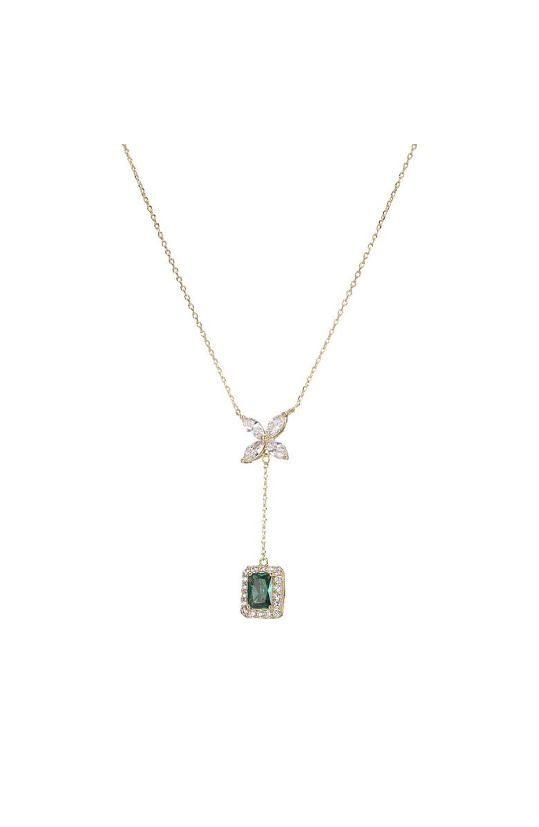 BY ADINA EDEN Colored Marquise X Baguette Drop Lariat, Main, color, Emerald Green