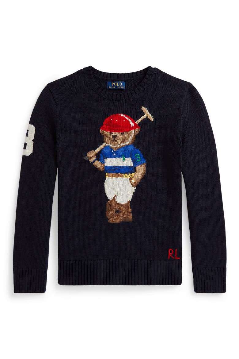 Polo Bear Cotton Sweater, Main, color, RL NAVY