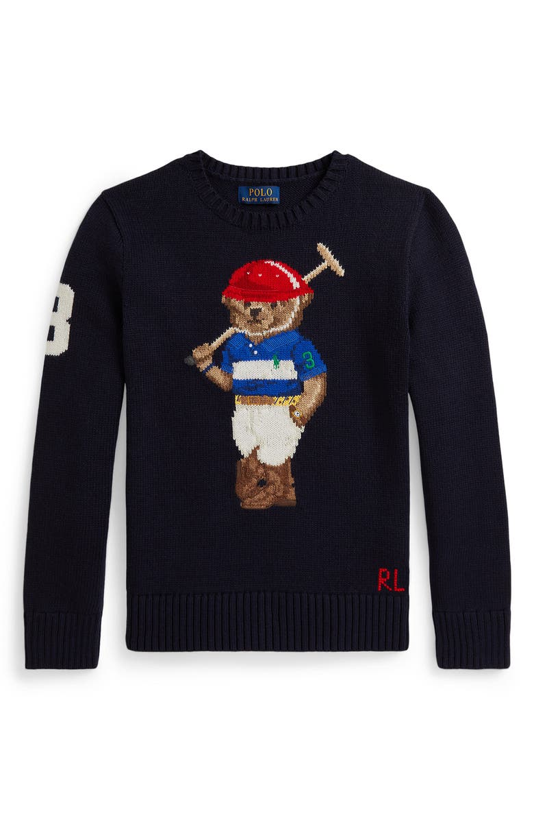 Polo Ralph Lauren Polo Bear Cotton Sweater, Main, color, Rl Navy