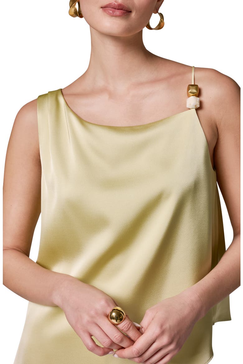 Beaded Asymmetric Sleeveless Satin Top, Alternate, color, CITRUS