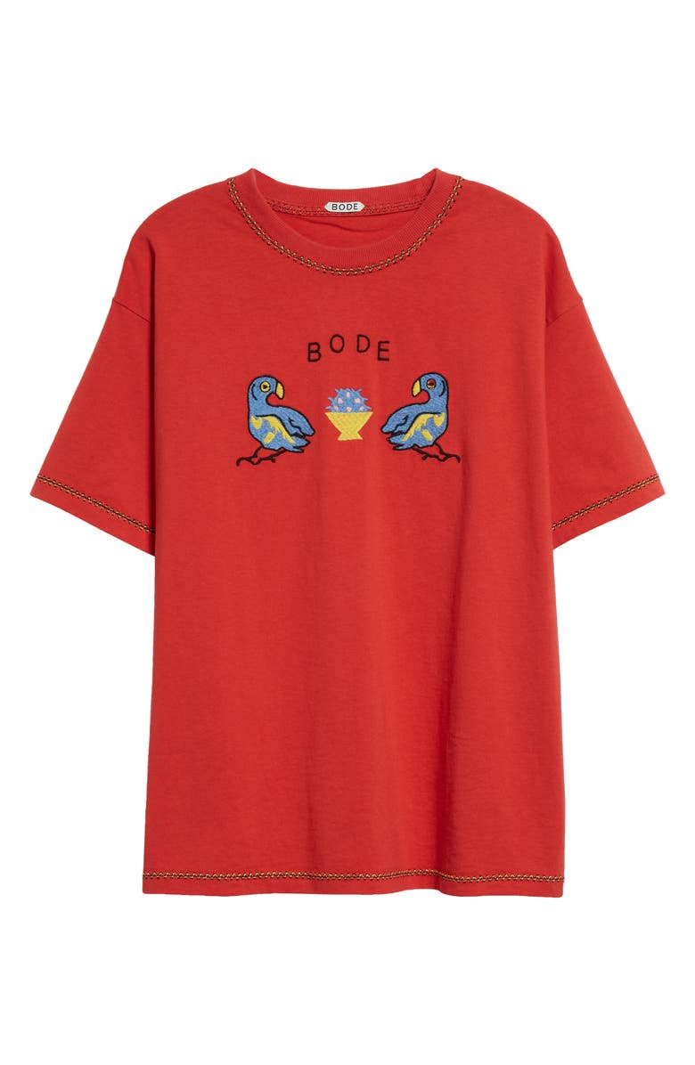 Bode Embroidered Parakeets Cotton Graphic T-Shirt, Alternate, color, 