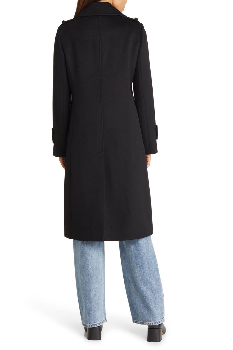 Crested Button Wool Blend Coat, Alternate, color, BLACK