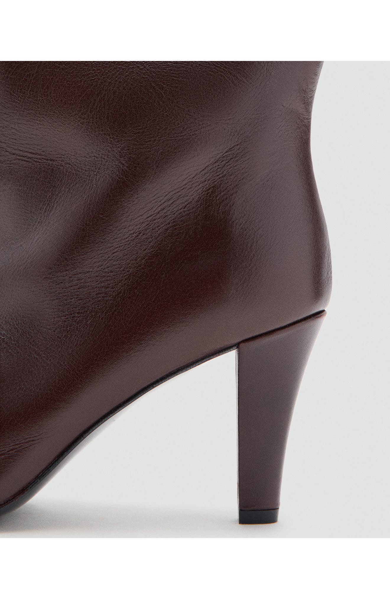 MANGO Leather Knee High Boot, Alternate, color, Burgundy