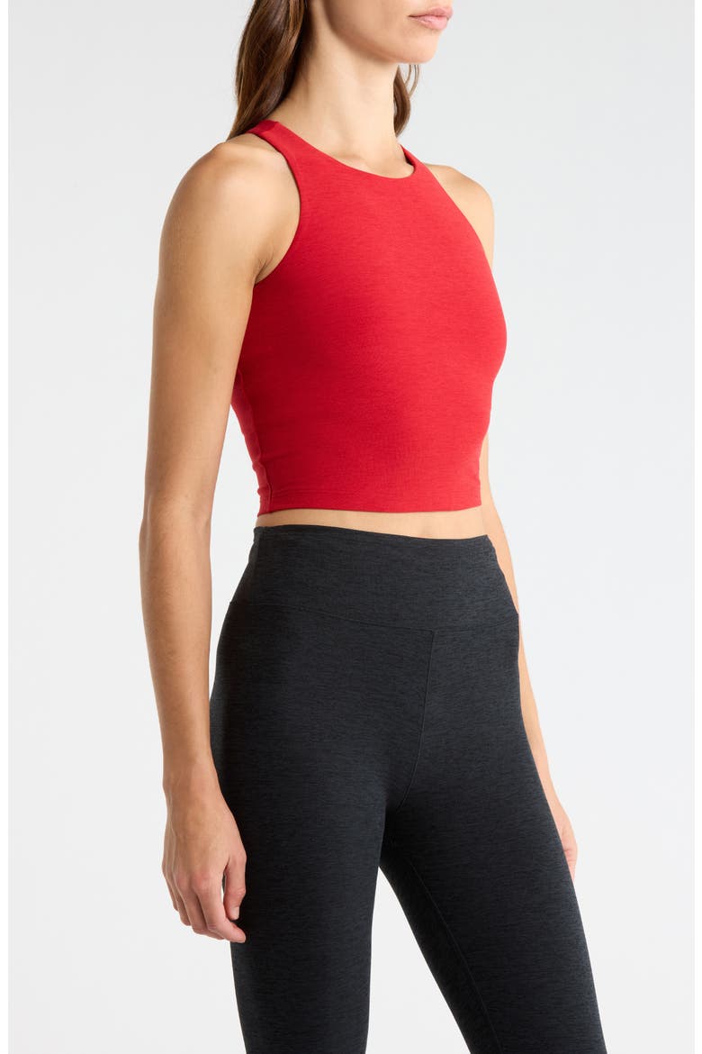 Spacedye Racerback Crop Top, Alternate, color, HOLLY RED HEATHER