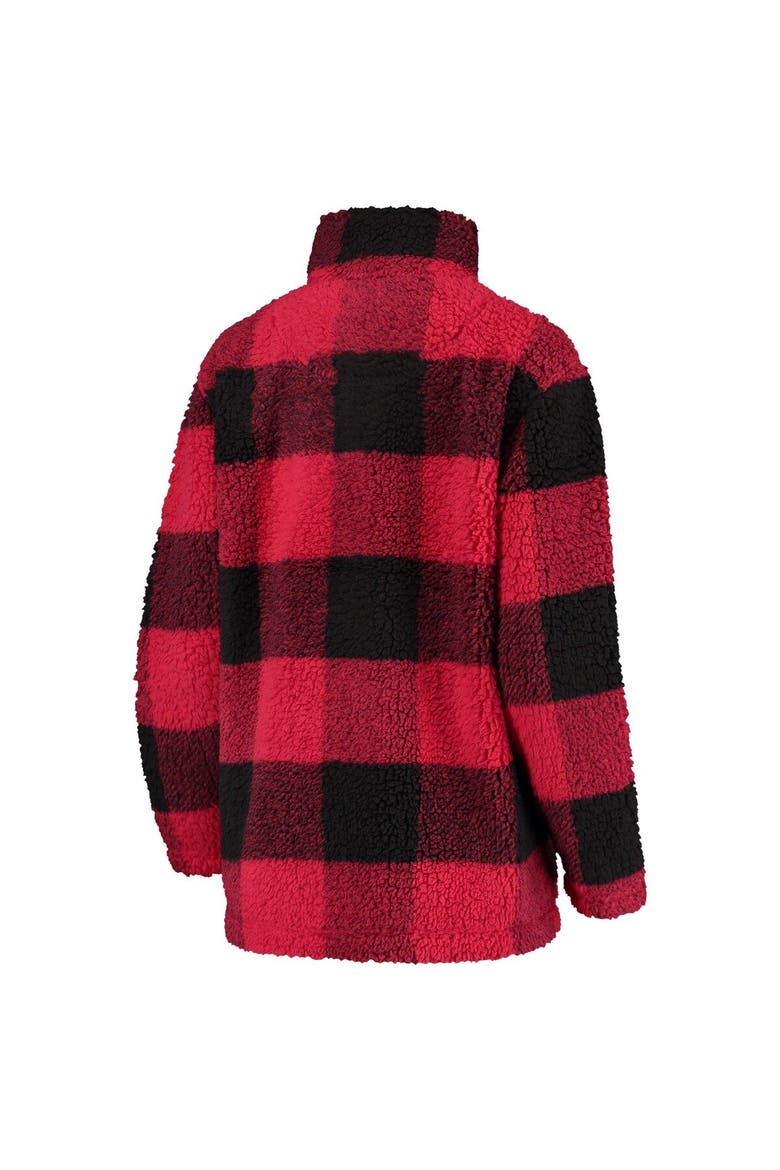Women's G-III 4Her by Carl Banks Black/Red Minnesota Wild Plaid Sherpa Quarter-Zip Jacket, Alternate, color, Black