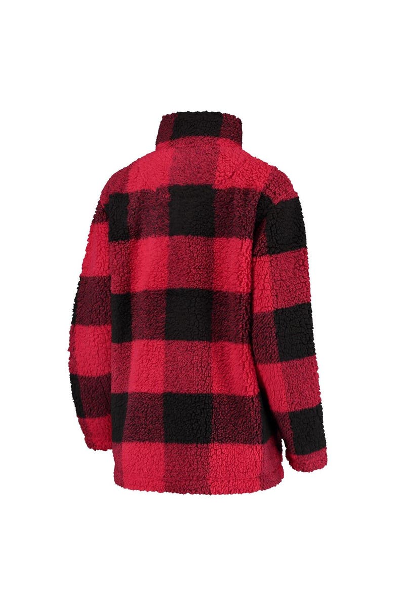 G-III 4HER BY CARL BANKS Women's G-III 4Her by Carl Banks Black/Red Minnesota Wild Plaid Sherpa Quarter-Zip Jacket, Alternate, color, 
