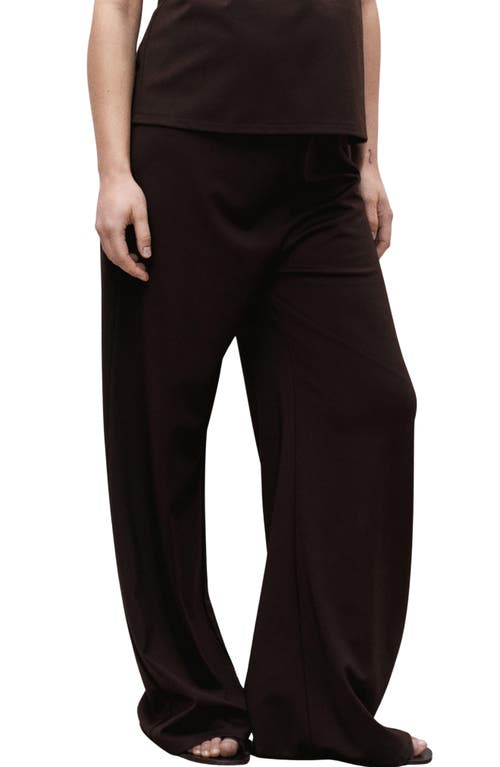 Mango Fine Knit Wide Leg Maternity Pants In Chocolate
