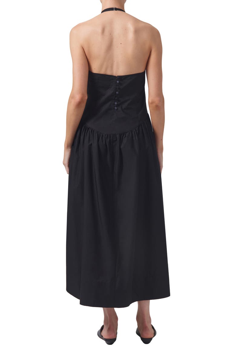 Poppi Handkerchief Hem Cotton Halter Dress, Alternate, color, BLACK