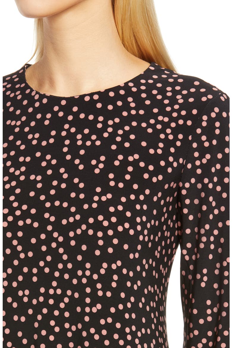 Scattered Dot Long Sleeve Knit Shift Dress, Alternate, color, ANNE BLACK/ ANISE