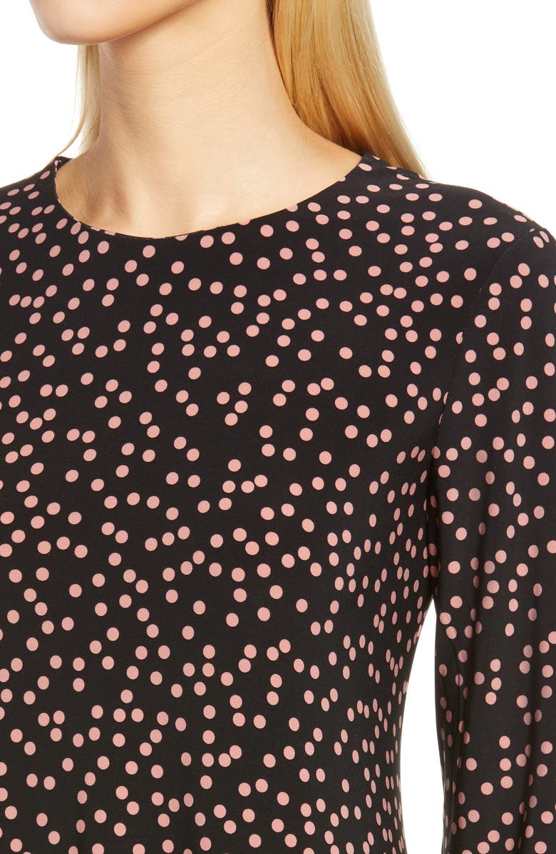 Anne Klein Scattered Dot Long Sleeve Knit Shift Dress, Alternate, color, 