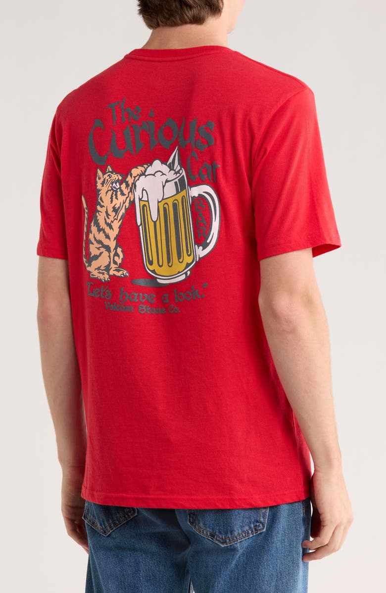 Volcom Curious Cat Cotton Graphic T-Shirt, Alternate, color, Ribbon Red