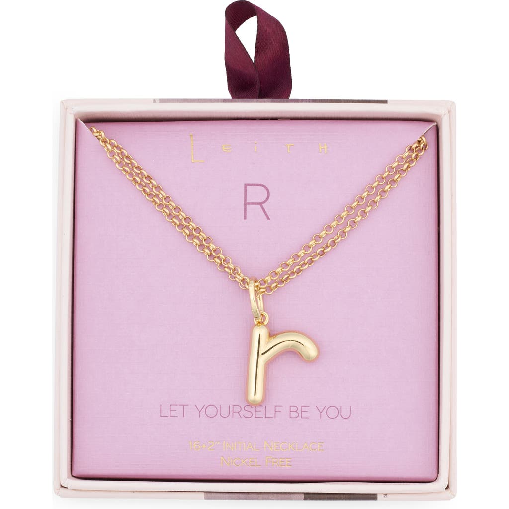 Leith Lowercase Initial Bubble Pendant Necklace In Gold