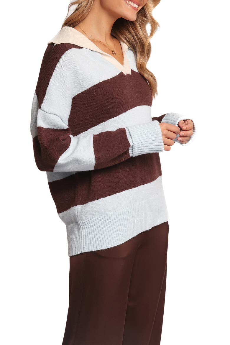 Mikaela Rugby Stripe Sweater, Alternate, color, BROWN/ BLUE STRIPE