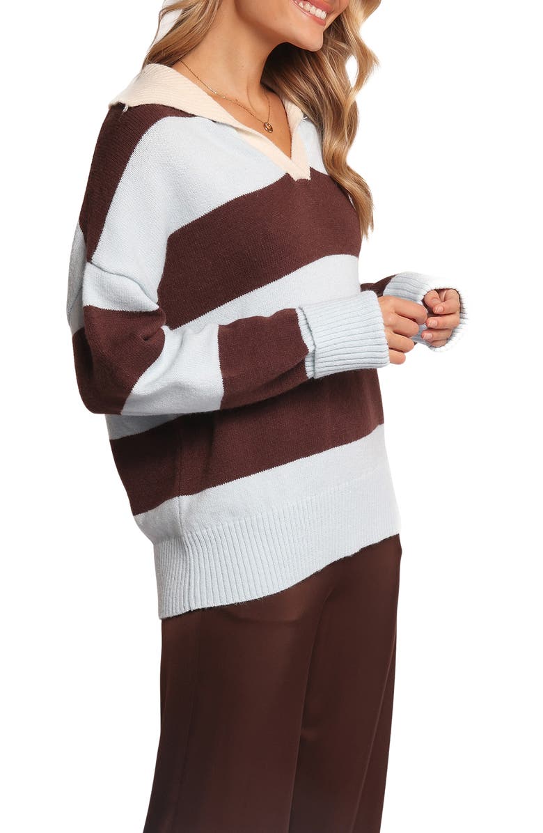 Petal & Pup Mikaela Rugby Stripe Sweater, Alternate, color, Brown/ Blue Stripe