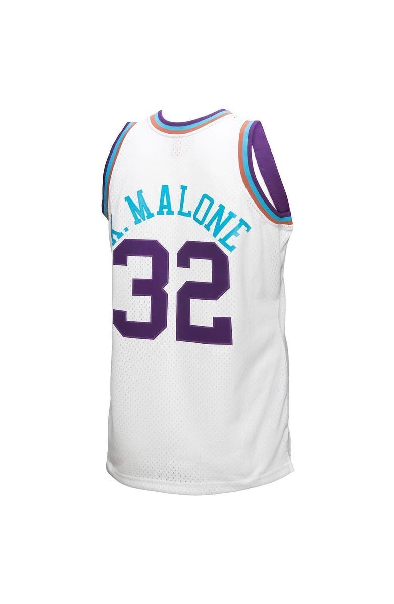 Mitchell & Ness Men's Mitchell & Ness Karl Malone White Utah Jazz 1991/92 Hardwood Classics Reload 3.0 Swingman Jersey, Alternate, color,