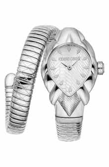 Roberto Cavalli Fiaba Snake Wraparound Bracelet Watch, 24.5mm x 39mm