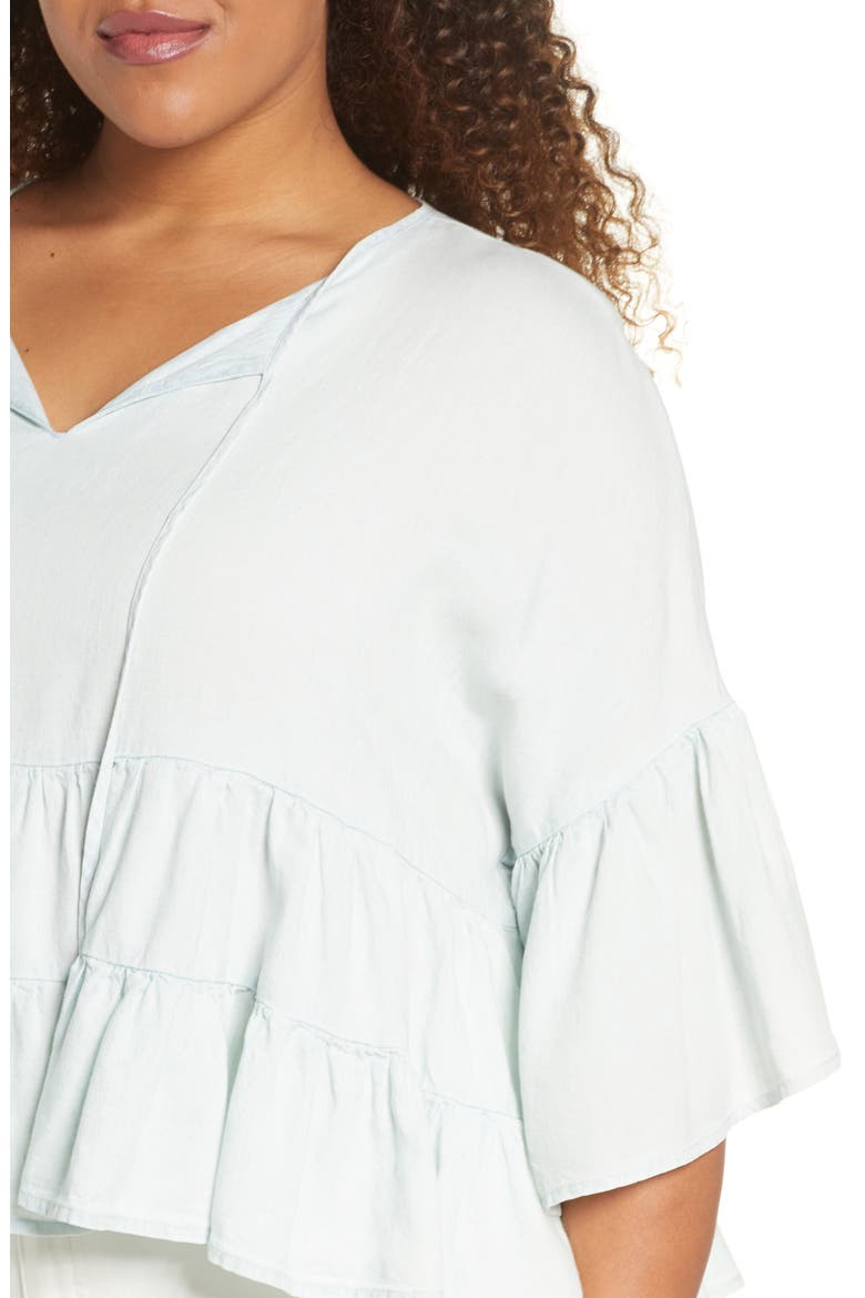 Ruffle Tier Top, Alternate, color, PALE CHAMBRAY