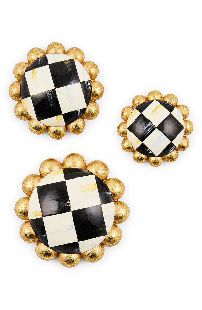 MACKENZIE CHILDS Courtly Check Set of 3 Magnets, Main, color, Black