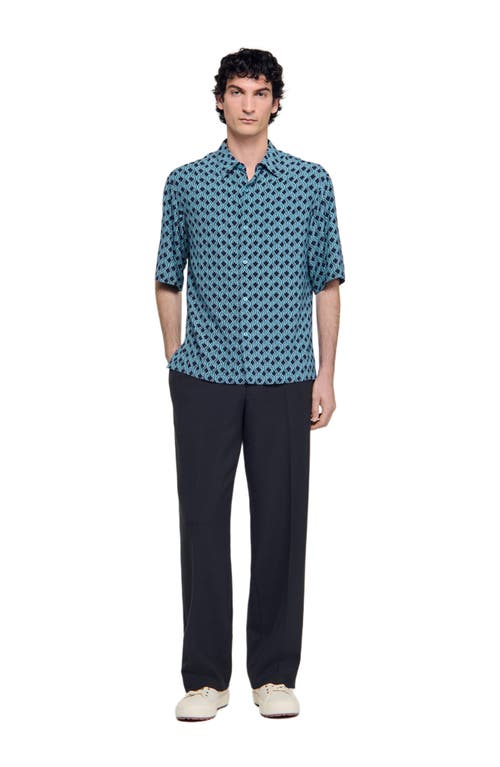 Sandro Rope Print Shirt In Blue