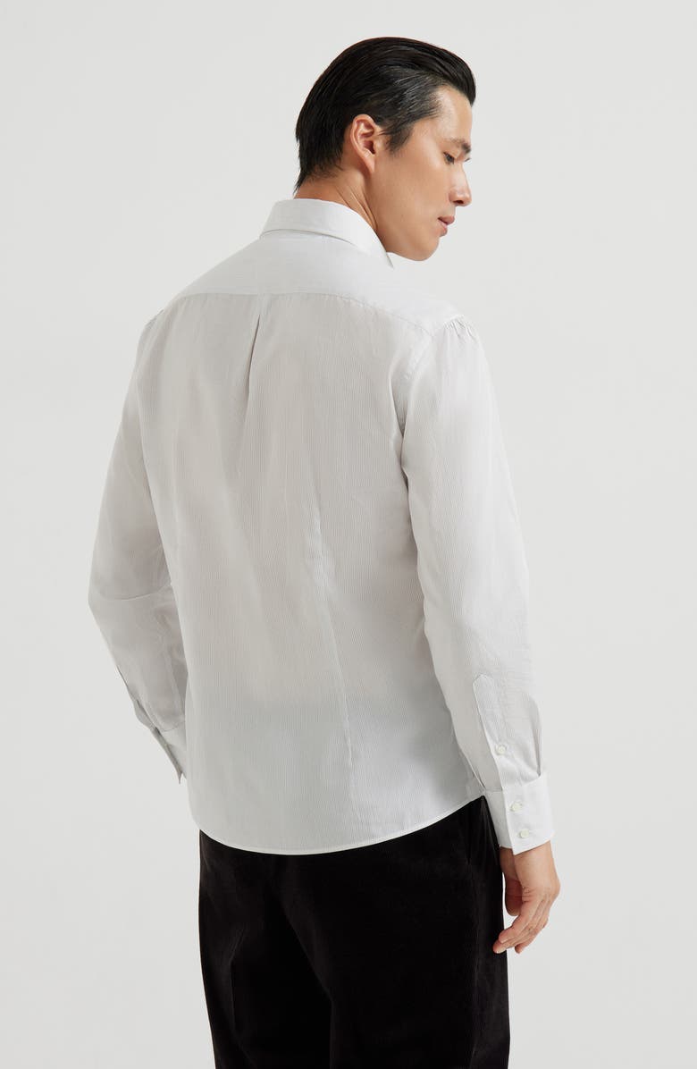 Brunello Cucinelli Striped poplin shirt, Alternate, color, White