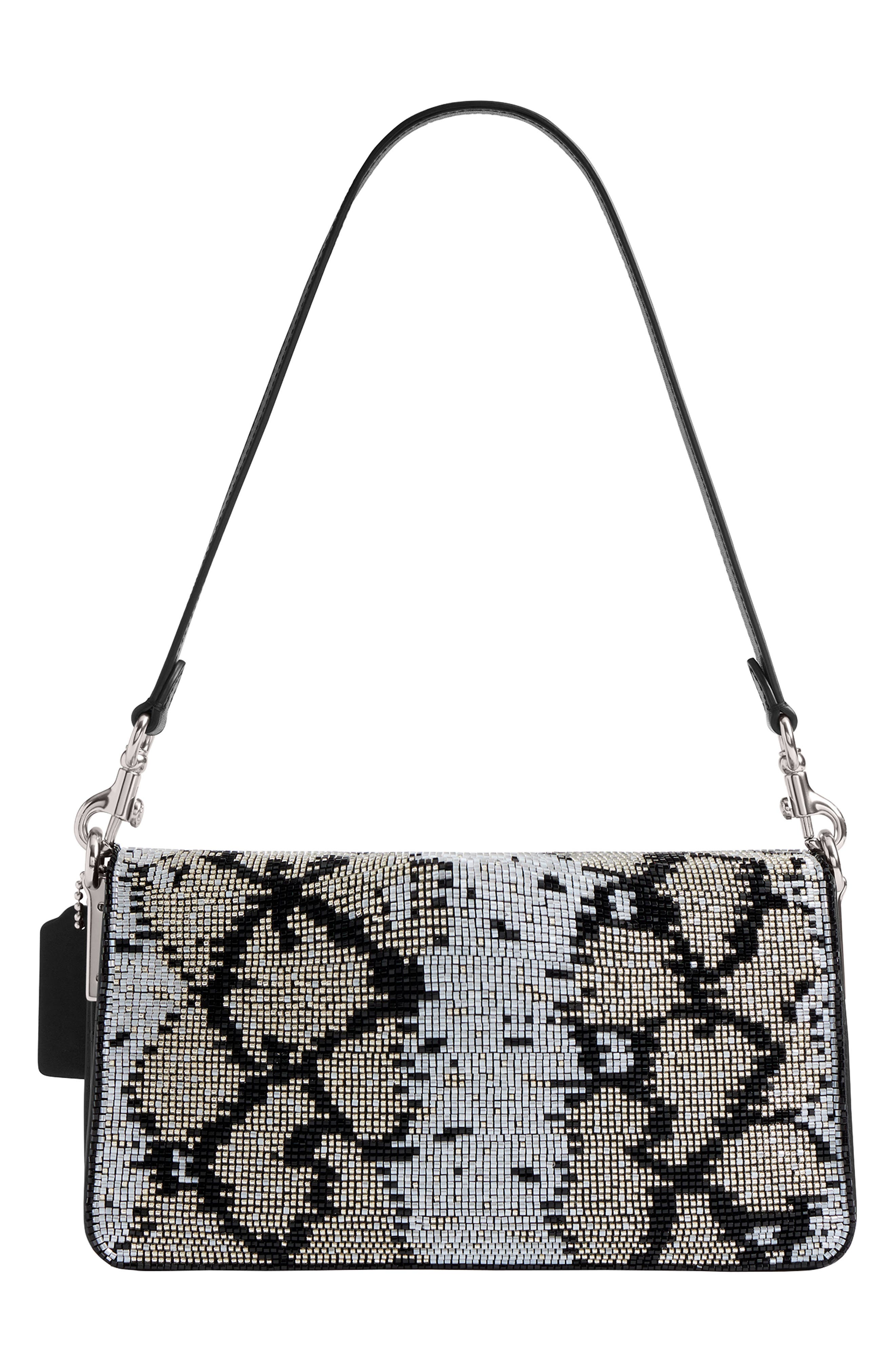 COACH Tabby 26 Snake Beaded Shoulder Bag, Alternate, color, Black