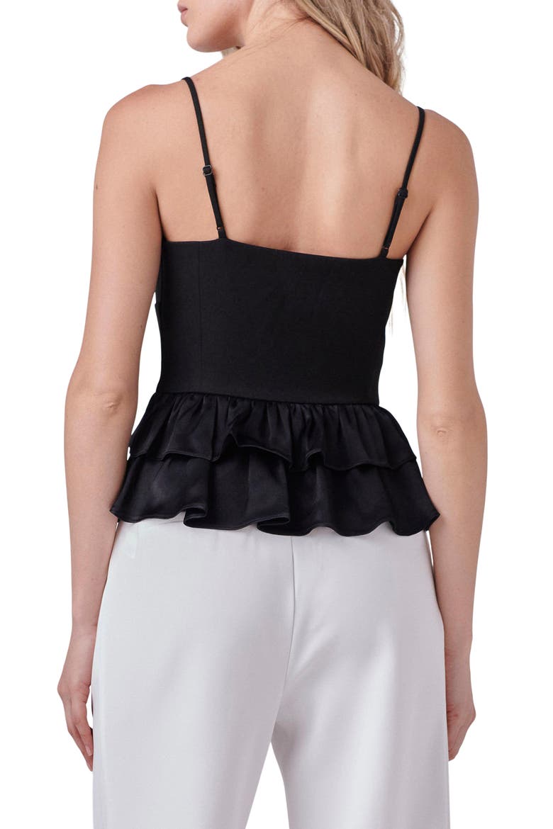 Mixed Media Layered Ruffle Camisole, Alternate, color, BLACK