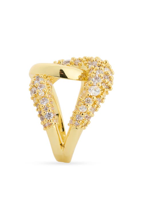 Covet Pavé Crystal Interlocking Ring In Gold