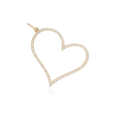 Diamond Slanted Open Heart Charm