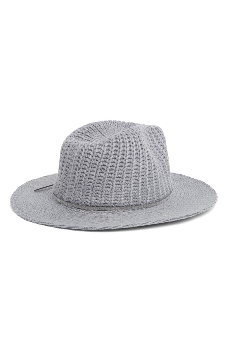 Nine West Rib Knit Panama Hat, Alternate, color, Grey