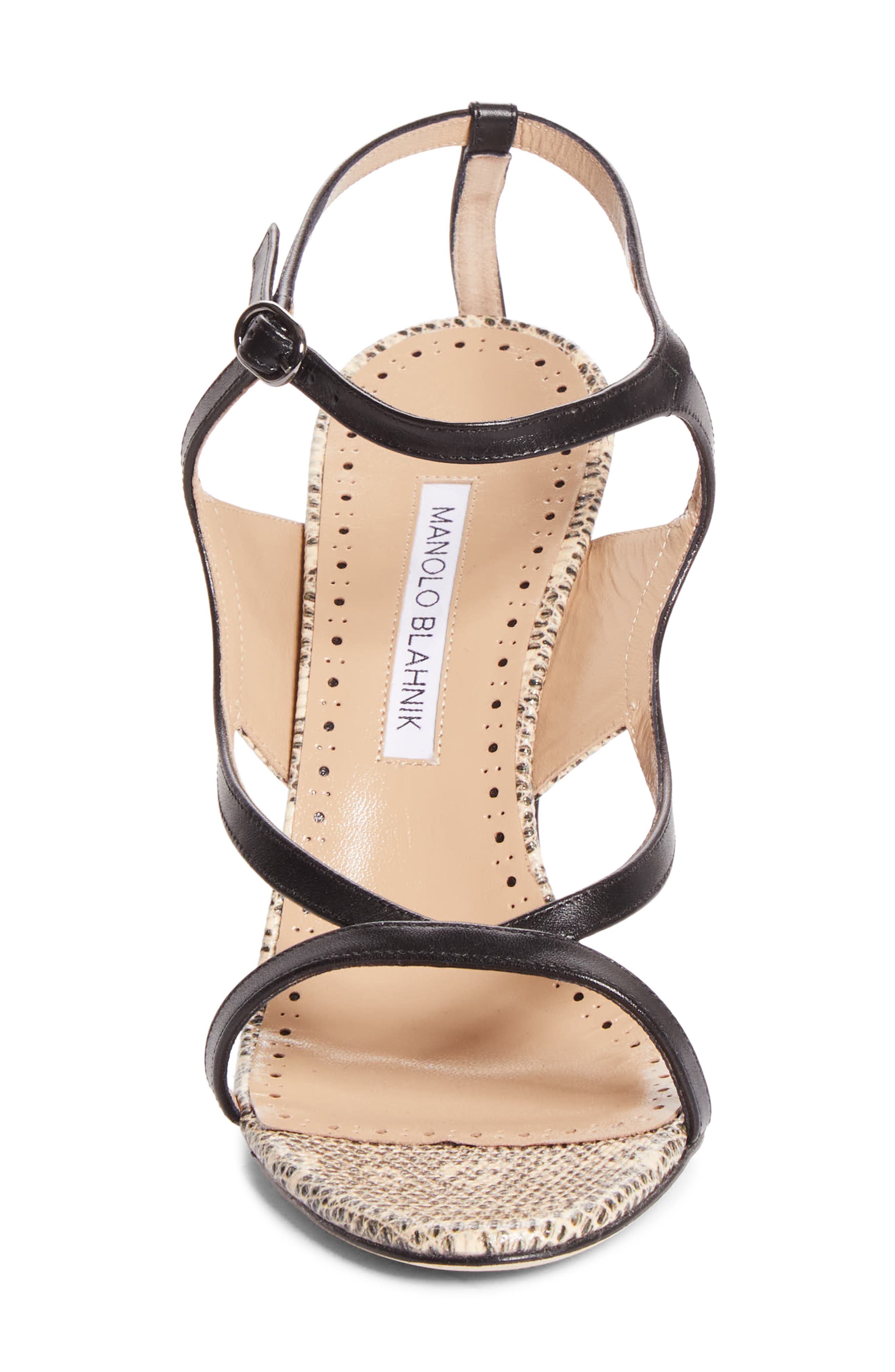 Manolo Blahnik Tibula Ankle Strap Sandal, Alternate, color, Blck 0015/Ypri 906C