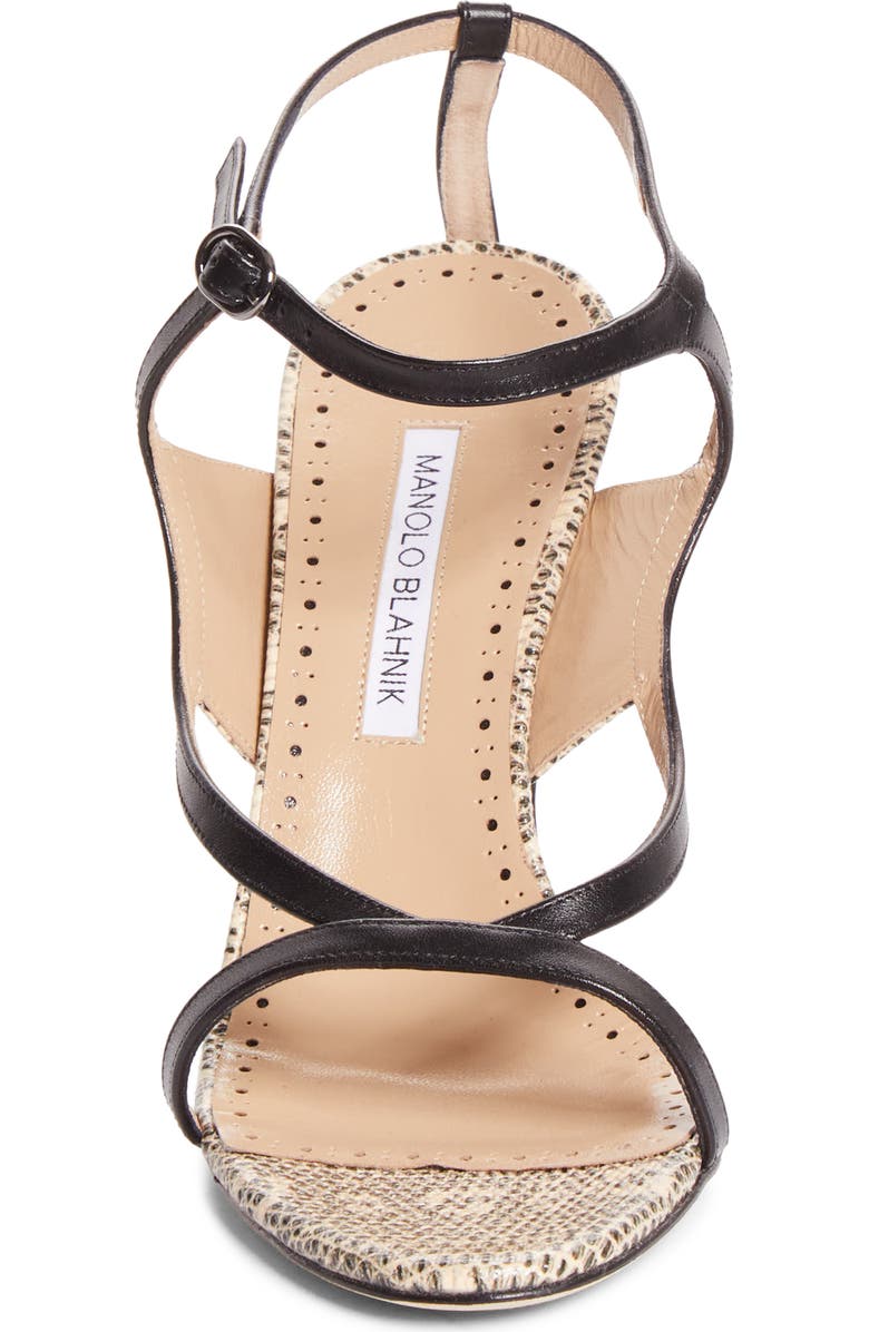 Manolo Blahnik Tibula Ankle Strap Sandal, Alternate, color, Blck 0015/Ypri 906C
