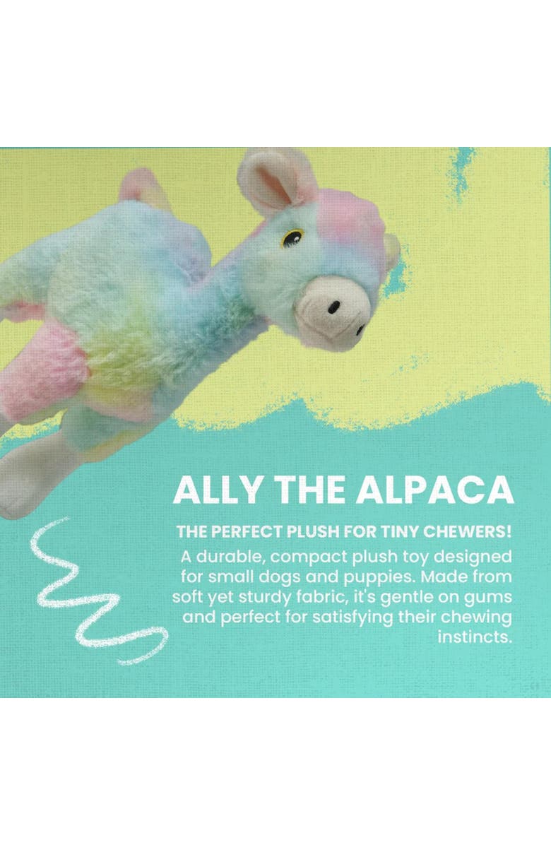 SnugArooz Ally the Alpaca, Tie Dye Rainbow Plush Dog Toy, Squeaks, Crinkles, Alternate, color, Multicolored