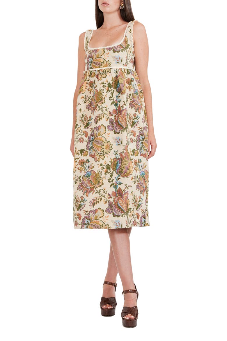 Emily Midi Dress, Main, color, Rainbow Floral Jacquard