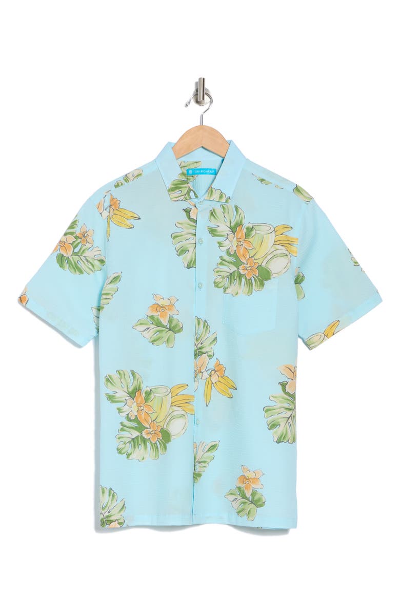 Tori Richard Hua Nui Short Sleeve Cotton Button-Up Shirt, Alternate, color, Blue