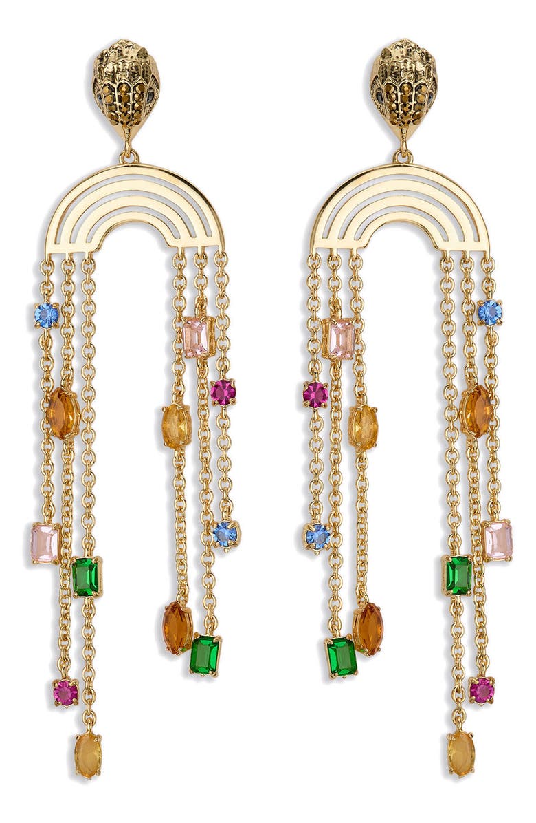 Kurt Geiger London Crystal Chain Chandelier Earrings, Main, color, Rainbow Multi