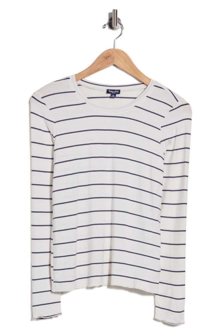 Leopard Print Long Sleeve T-Shirt, Main, color, ICE NAVY STRIPE